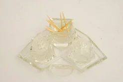 Art Deco Glas Salz & Pfeffer mit Zahnstocherhaltern, Wien, 1920er
