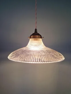 Art Deco Hängelampe aus Klarglas, 1930