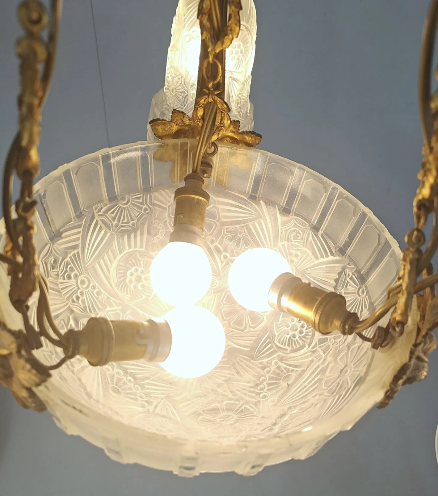 Art Deco Kronleuchter von Hettier & Vincent, France, 1920er
