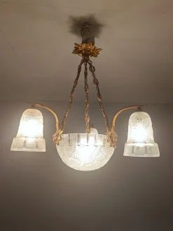 Art Deco Kronleuchter von Hettier & Vincent, France, 1920er