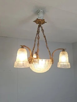 Art Deco Kronleuchter von Hettier & Vincent, France, 1920er
