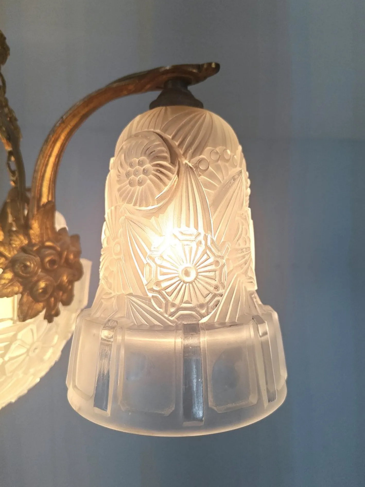 Art Deco Kronleuchter von Hettier & Vincent, France, 1920er