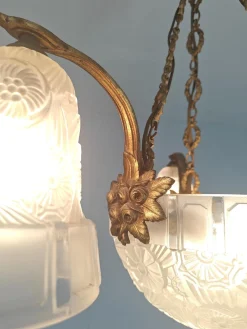 Art Deco Kronleuchter von Hettier & Vincent, France, 1920er