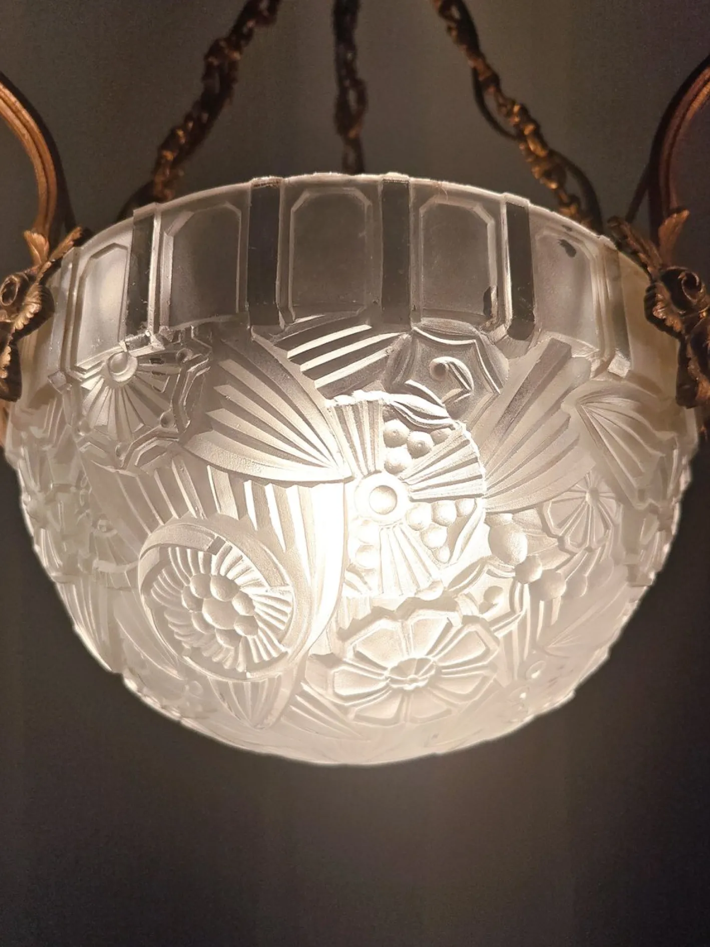 Art Deco Kronleuchter von Hettier & Vincent, France, 1920er