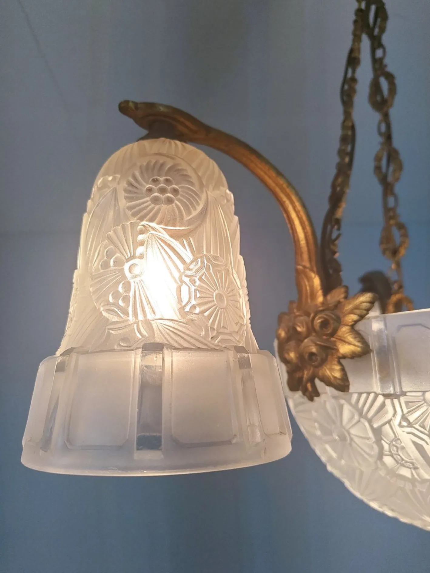 Art Deco Kronleuchter von Hettier & Vincent, France, 1920er