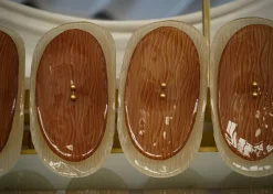 Art Deco Murano Kunstglas Kronleuchter und Hängelampe in Bernsteingelb und Creme, 2000