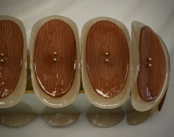 Art Deco Murano Kunstglas Kronleuchter und Hängelampe in Bernsteingelb und Creme, 2000