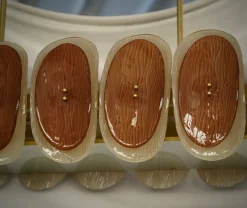 Art Deco Murano Kunstglas Kronleuchter und Hängelampe in Bernsteingelb und Creme, 2000