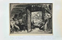 Augustin André Lançon, Cave Rue De Lenfer, Original Radierung, 1871