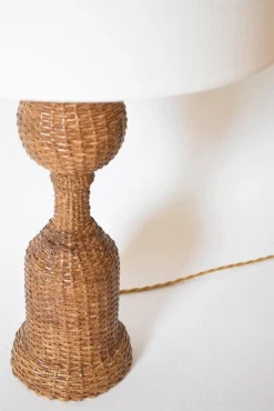 Balusterlampe aus Rattanhaut, 1970er