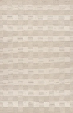Beigefarbener Teppich im skandinavischen Stil mit geometrischen Mustern von Rug&Kilim