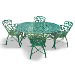 Belgischer Vintage Gartentisch mit Stühlen von De Puydt, 1950er, 5er Set
