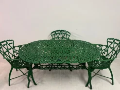 Belgischer Vintage Gartentisch mit Stühlen von De Puydt, 1950er, 5er Set