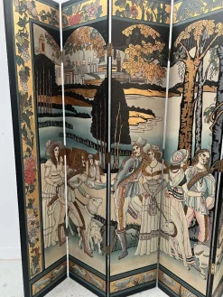 Bemalter 6-Panel Paravent, 1900er