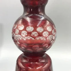 Böhmische Karaffe, 20. Jh. mit geschliffenen Rubingläsern von Unbekannt, 1920er, 5er Set