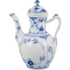 Blaue Kannelierte Kaffeekanne aus Porzellan von Royal Copenhagen, 1960er