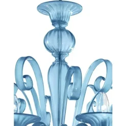 Blauer venezianischer Kronleuchter aus satiniertem Muranoglas von Simoeng