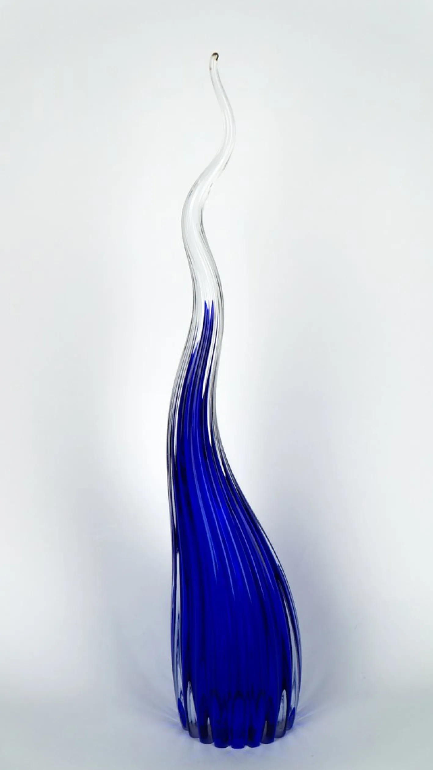 Blaue Skulpturale Hornvase aus Muranoglas von Beltrami für Made Murano Glass, 2019