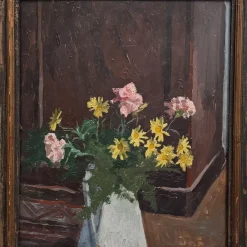 Blumenstrauß in der Vase, Anfang 20. Jh., Öl auf Holz, Gerahmt