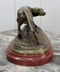 Bronze eines Braque Hundes aus 19. Jahrhundert von Pj Mêne
