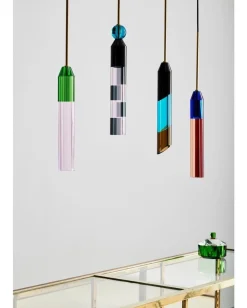 Bunte Hängelampe aus Kristallglas von Reflections Copenhagen