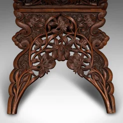 Burmesischer Teak Club Lounge Zeitschriftenständer, 1890er