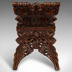 Burmesischer Teak Club Lounge Zeitschriftenständer, 1890er