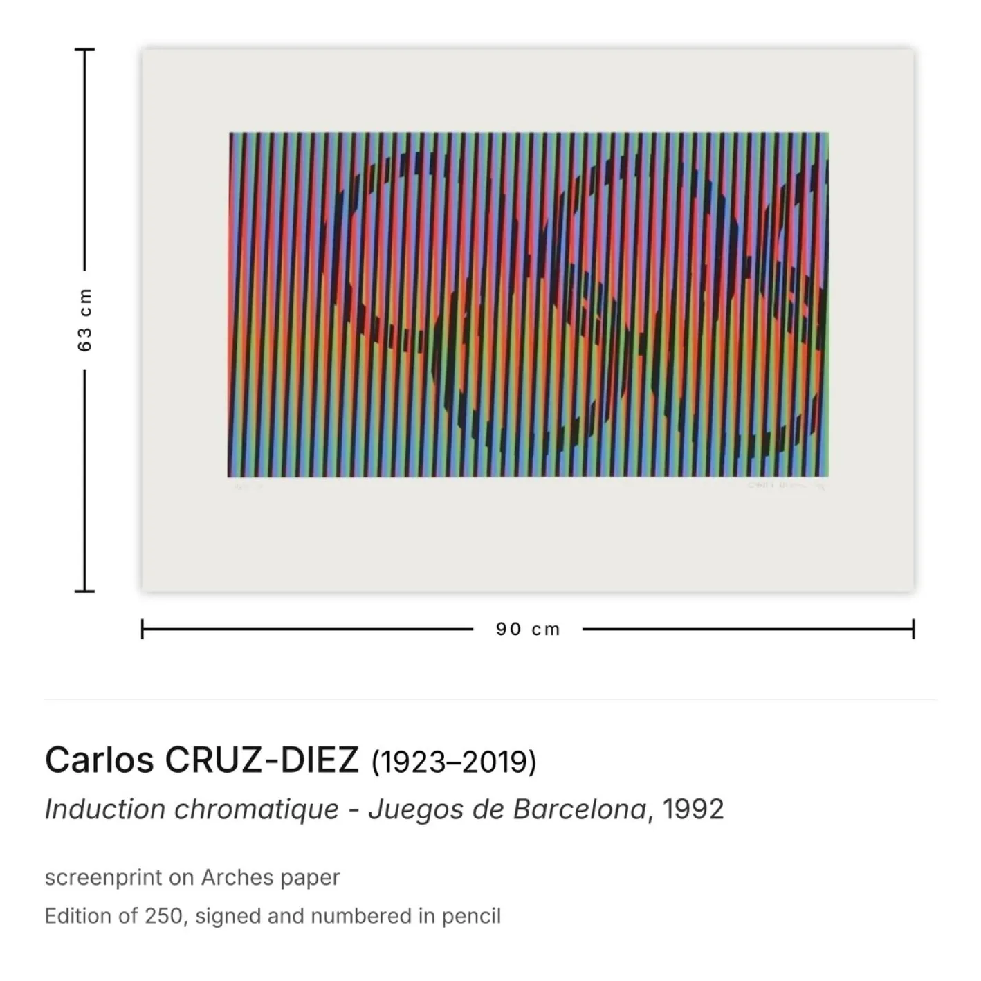 Carlos Cruz-Diez, Induction Chromatique, Barcelona Games, 1992, Siebdruck