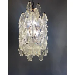 Champagner Poliedro Murano Glas Kronleuchter von Simoeng, 2er Set