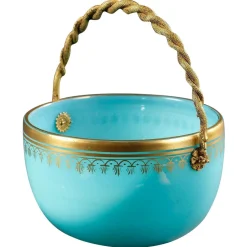 Charles X Tasse mit blauem Opalglas, 19. Jh.