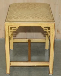 Chinesischer Chinoiserie Frisiertisch und Hocker aus Nussholz, 1920er, 2er Set