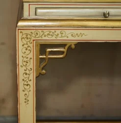 Chinesischer Chinoiserie Frisiertisch und Hocker aus Nussholz, 1920er, 2er Set