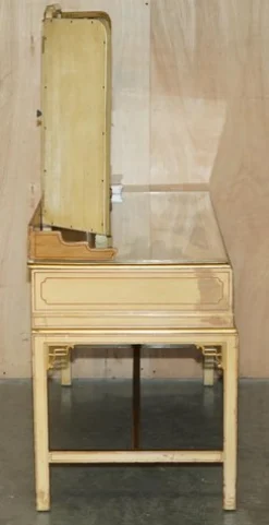 Chinesischer Chinoiserie Frisiertisch und Hocker aus Nussholz, 1920er, 2er Set