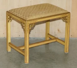 Chinesischer Chinoiserie Frisiertisch und Hocker aus Nussholz, 1920er, 2er Set