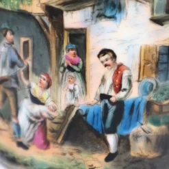 Deutscher Antiker Bierkrug aus Stein mit Steingut auf Steinplatte, 1880er