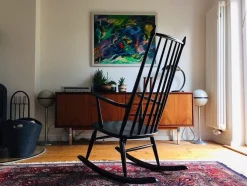 Dänischer Schwarzer Schaukelstuhl, 1950er