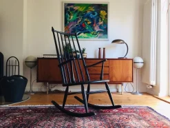 Dänischer Schwarzer Schaukelstuhl, 1950er