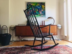 Dänischer Schwarzer Schaukelstuhl, 1950er