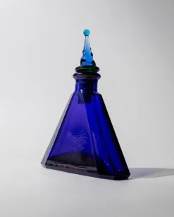 Dreieckige italienische Vintage Karaffe aus königsblauem Muranoglas, 1960er