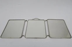 Dreiteiliger verchromter Triptychon Spiegel, Frankreich, 1940er