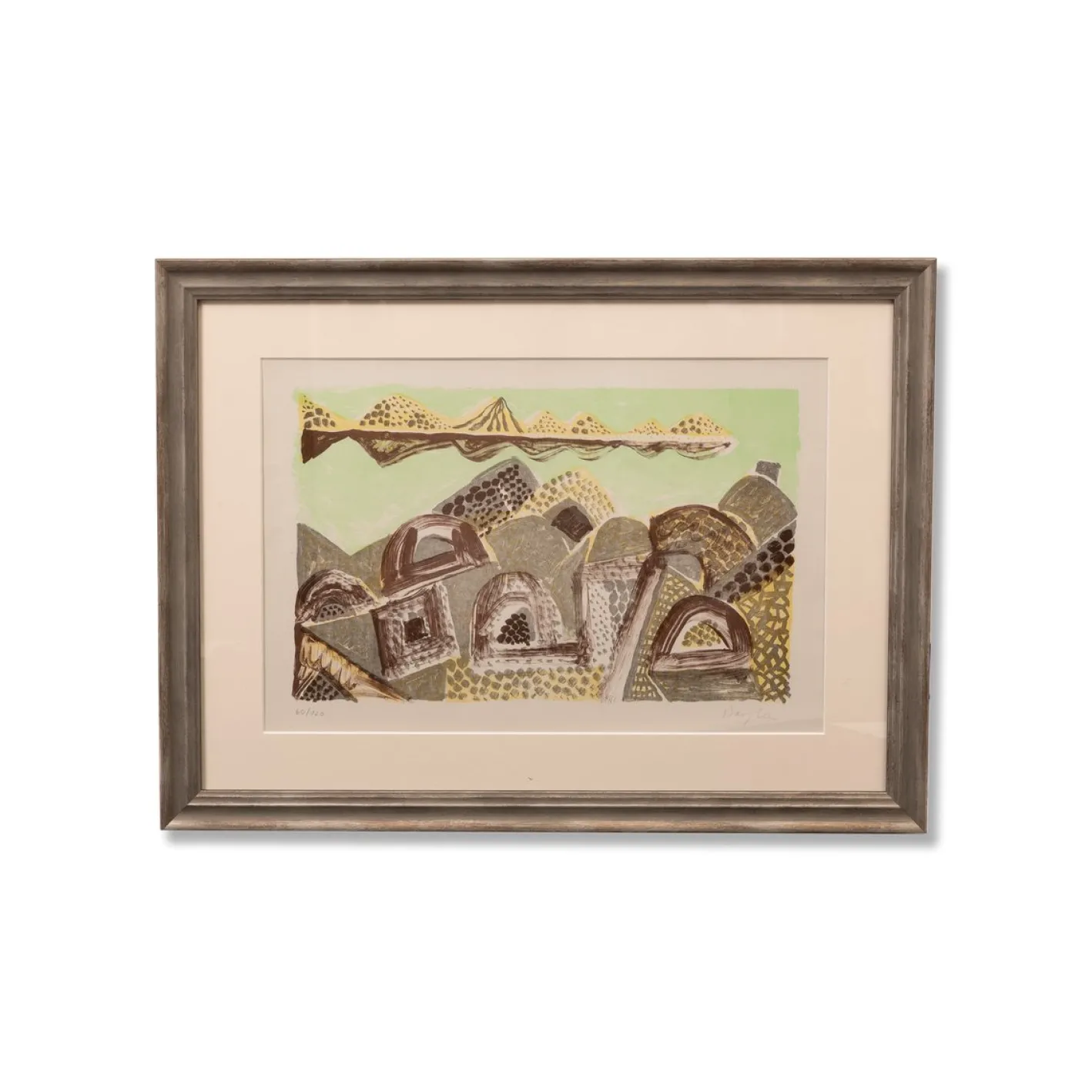 Eduard Bargheer, Village in the Desert, Farblithographie