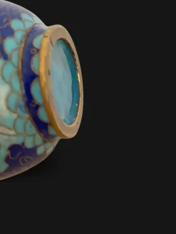 Emaillierte Cloisonné Vase auf Kupfer, 1890er