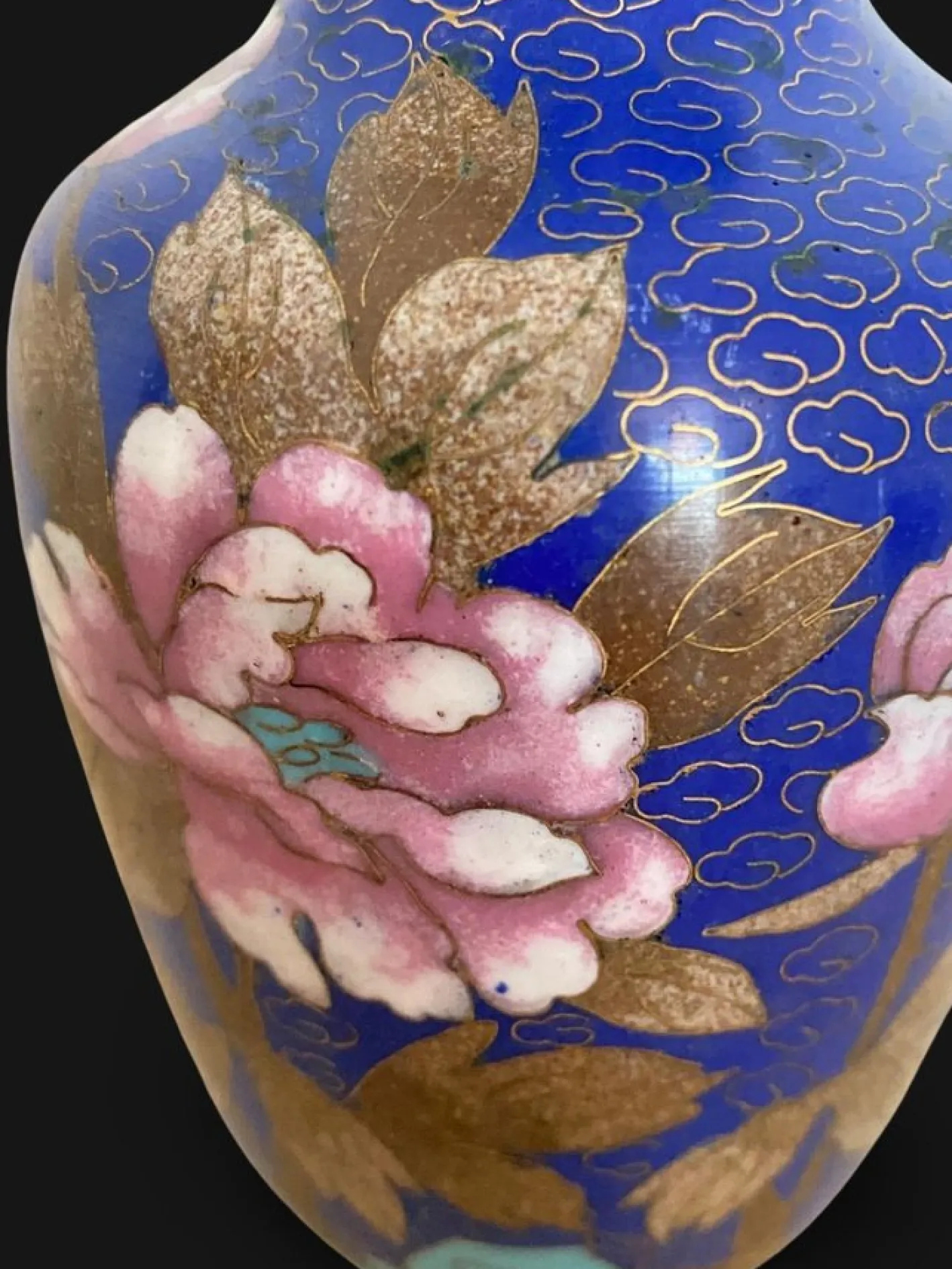Emaillierte Cloisonné Vase auf Kupfer, 1890er