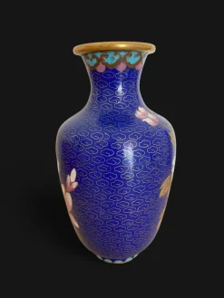 Emaillierte Cloisonné Vase auf Kupfer, 1890er