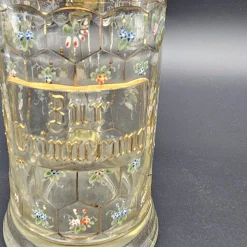 Emaillierter Gedenkkrug mit Zinndeckel