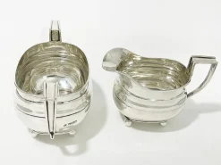 Englisches rechteckiges silbernes Teeservice, 1930er, 3er Set