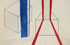 Ernst Geitlinger, Ernst Geitlinger, Mischtechnik "Im Atelier" (P 770), 1965, Konkrete Kunst, Mischtechnik auf Papier