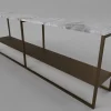 Eros Low Slim Console Table in Brass or Bronze Tinted and Marble by Casa Botelho