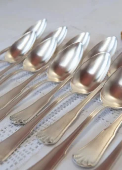12er Set Esslöffel mit Gravierten Initialen, Ercuis Coquille, 1950er, 12 Set
