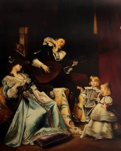 Eugenio De Blasi, Szene mit Minstrel, 2005, Italien, Öl auf Leinwand, Gerahmt